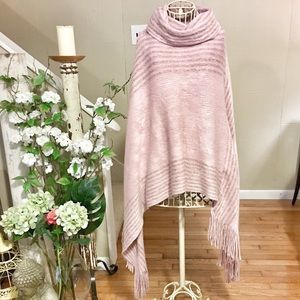 Soft and silky blush pink cape poncho sweater